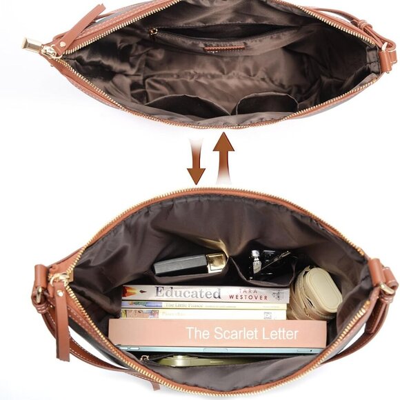 Hobo Tote Bag Women Vegan Leather Small Shoulder Purse Travel Office - Picture 4 of 6